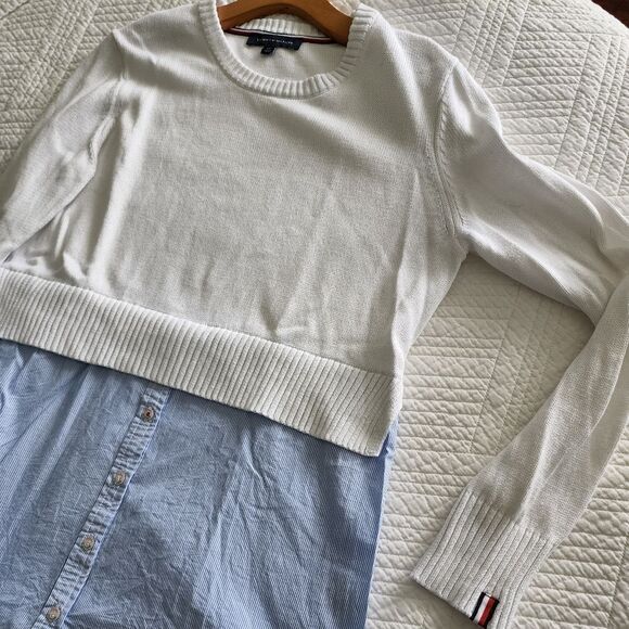 Tommy hilfiger long sleeve overlay Crop sweater - Picture 5 of 10